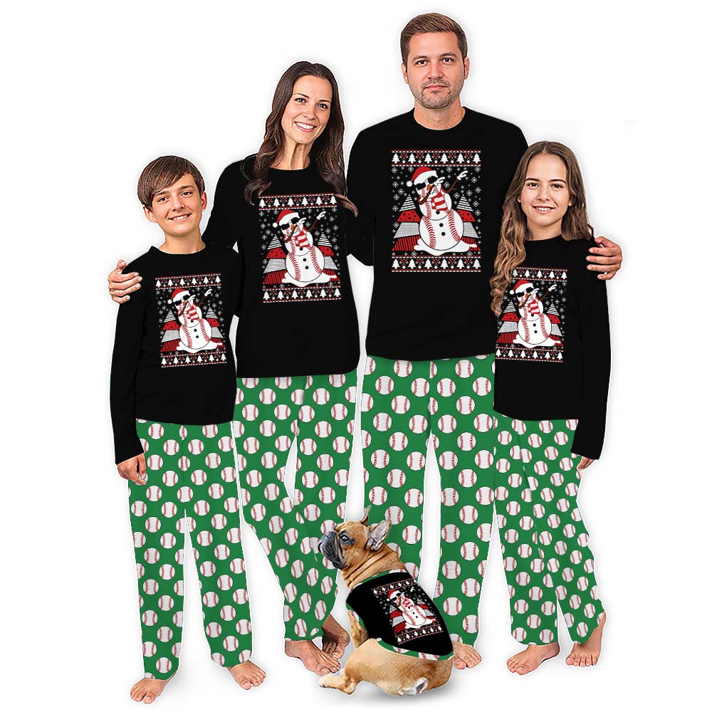 Dope Baseball Snowman Matching Christmas Pjs Plus Size 5